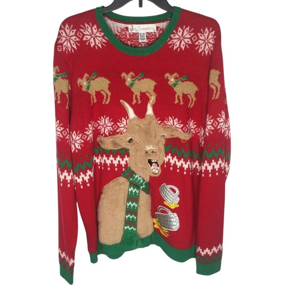 Jolly Sweaters Sweater Mens 2XL Funny Goat Christmas Pullover Novelty Holiday - Picture 1 of 15